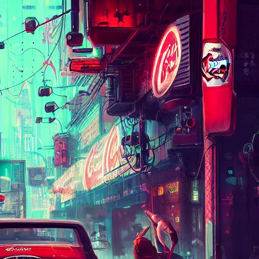 Image similar to a cocacola bottle, art by wlop and artgerm and liam wong, cyberpunk, neon, intricate details, trending on artstation, sharp focus, caustics, octane render, radiant light, 4 k