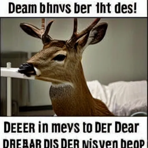 Prompt: deer in a hospital bed meme