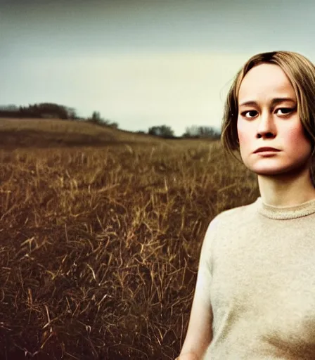 Image similar to a high quality, high detail, portrait photography of brie larson by andrew wyeth and kyle thompson