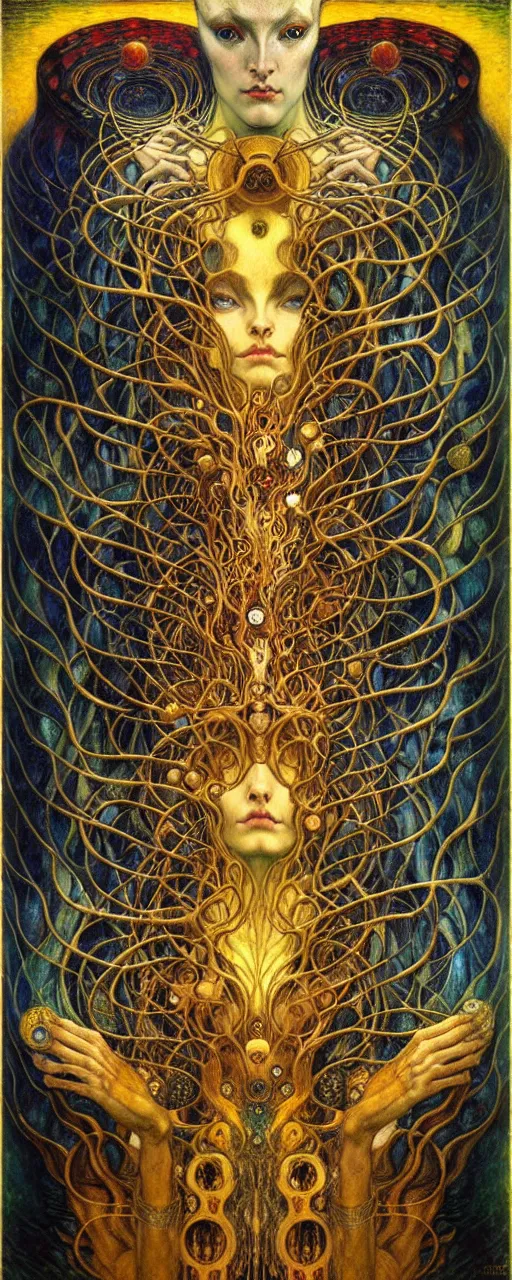 Image similar to Divine Chaos Engine by Karol Bak, Jean Delville, William Blake, Gustav Klimt, and Vincent Van Gogh, symbolist, visionary