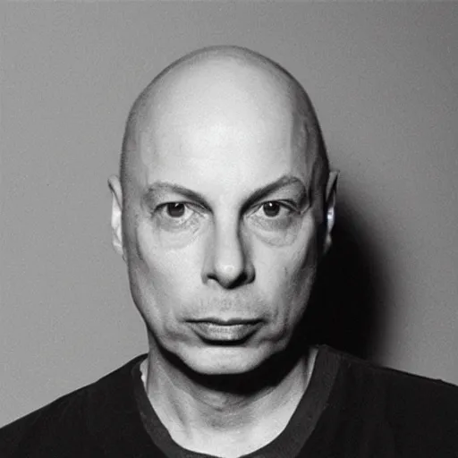 Prompt: Brian eno mugshot