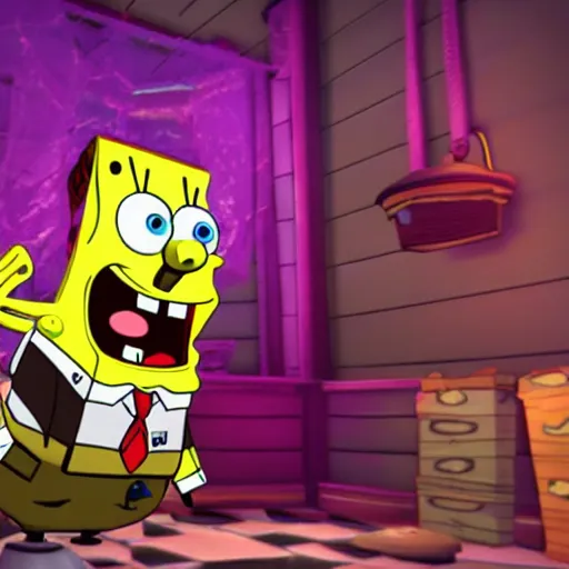 ingame screenshot of spongebob in five nights at | Stable Diffusion ...