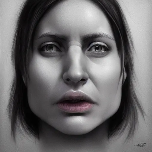 Prompt: a two people's face fusing together!!!!!!, photorealistic art style, charcoal drawing by richard mortensen, matte drawing, hyper realism, zbrush, mannerism