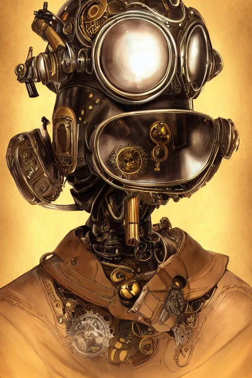 Image similar to steampunk helmet fantasy art mask robot ninja stylized digital illustration sharp focus, elegant intricate digital painting artstation concept art global illumination ray tracing advanced technology chaykin howard and campionpascale and cooke darwyn and davis jack