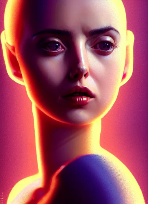 Image similar to hyper realistic zoomed out portrait of ana de armas wearing clothes from the fifth element, leeloo, padme, blade runner, by hsiao ron cheng, ngai victo, nivanh chanthara jean delville wlop and dougherty patrick, trending on artstation, soft light