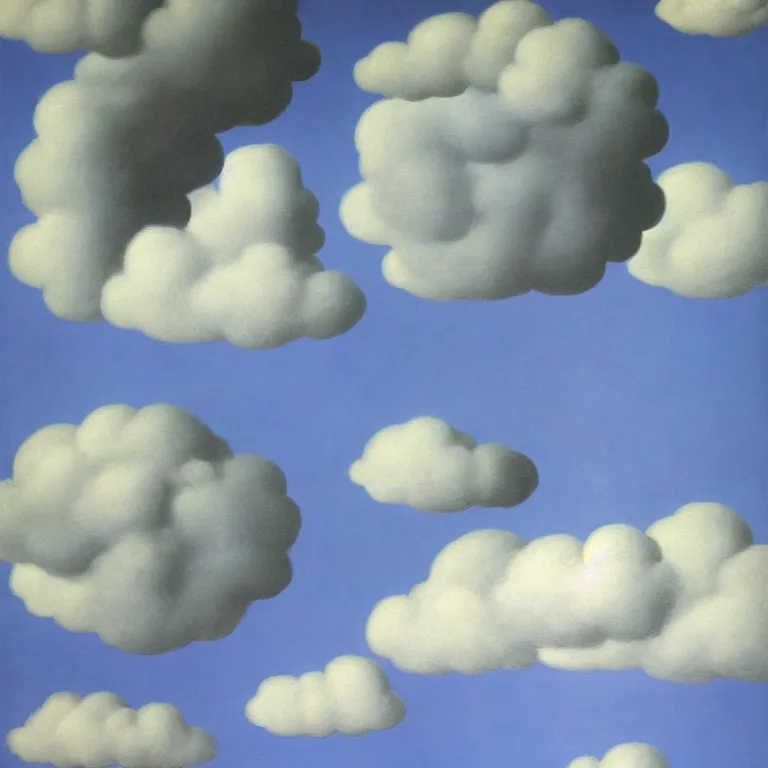 Image similar to cloud - man, by rene magritte, centered, detailed painting, hd, hq, high resolution, high detail, 4 k, 8 k