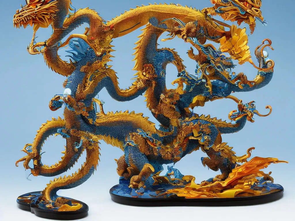 Image similar to A Doraemon Dorami Fractal Dragon statue