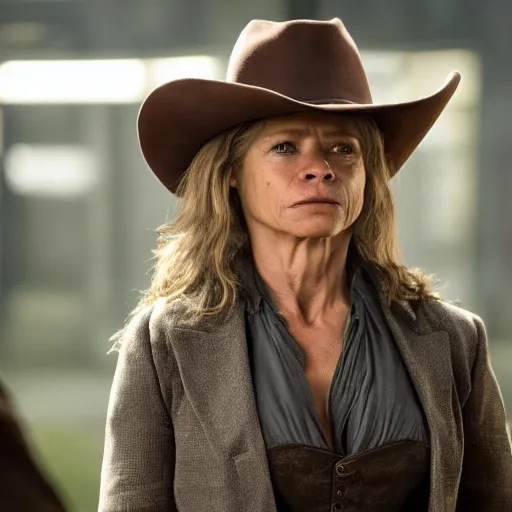 Prompt: linda hamilton as william in season 1 of westworld