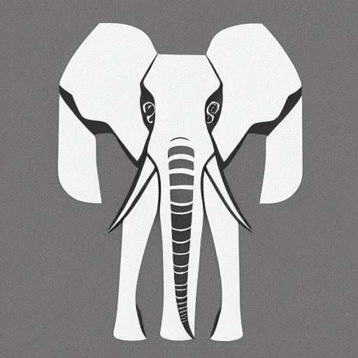 Image similar to minimal geometric elephant logo by karl gerstner, monochrome, symmetrical