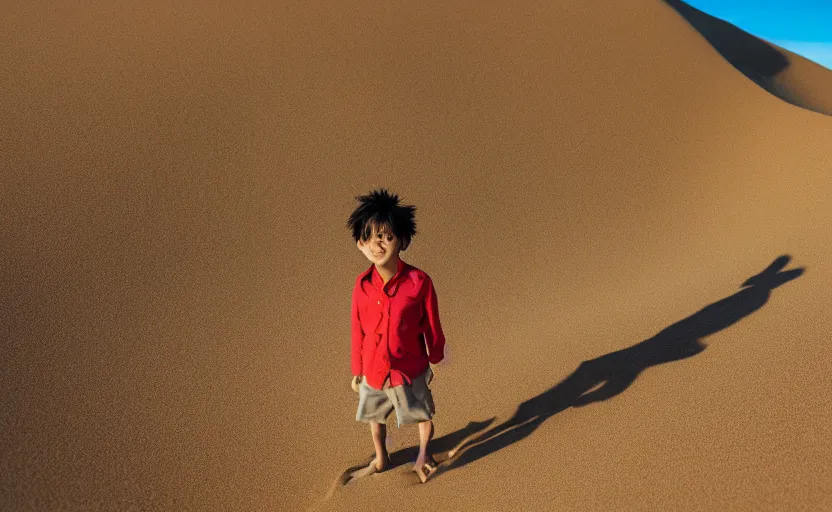 Image similar to a luffy in sand dunes, photography