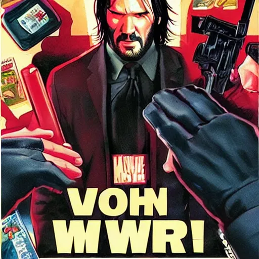 Prompt: comic book cover for'john wick visits wal - mart ', art by alex ross