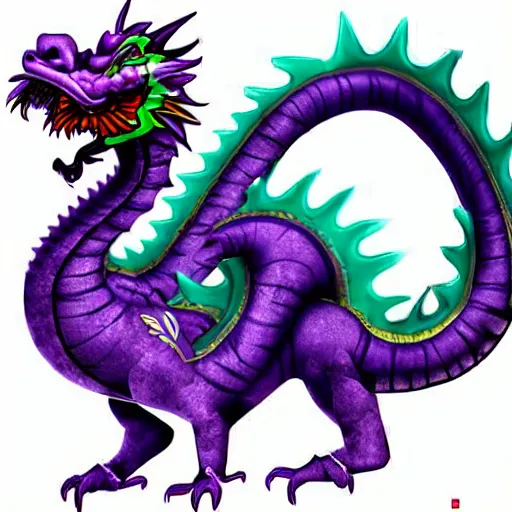 Prompt: very cute purple Chinese dragon with ai, epic, digital art