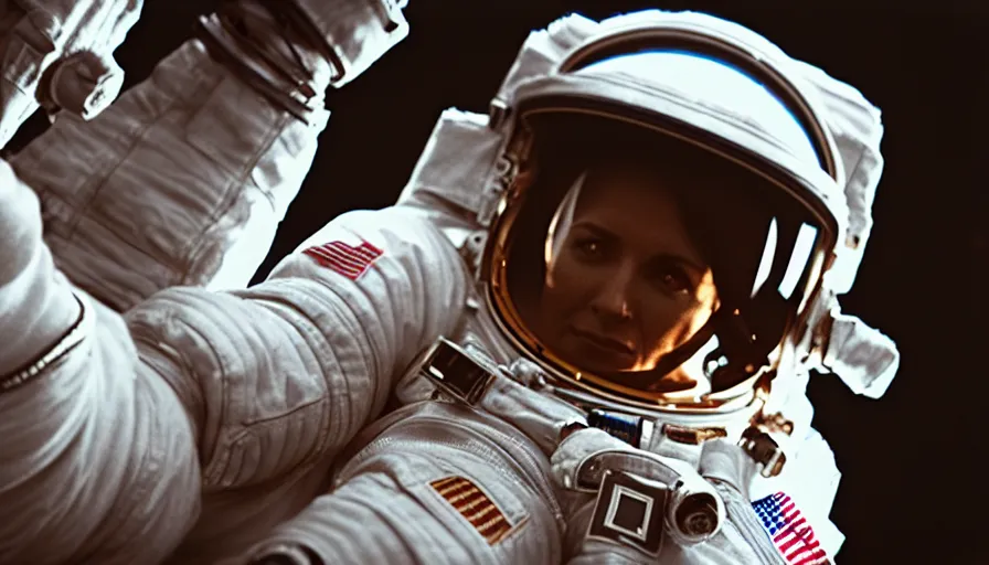 Prompt: movie still of an astronaut spacewalk, cinematic composition, cinematic light, anamorphic lens, 4 k