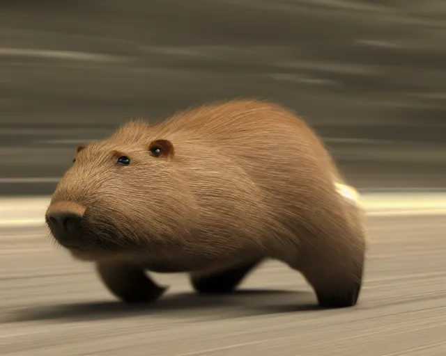 Prompt: capybara speeding in a covnertible, detailed capybara, octane render, photorealism, cgsociety