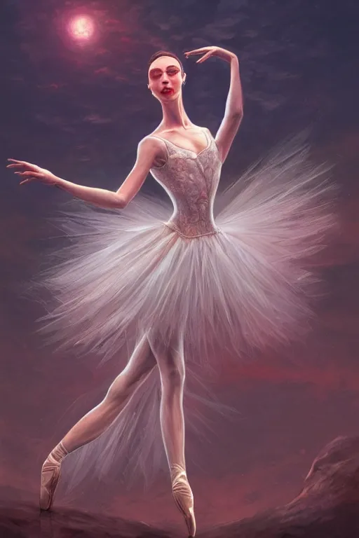 Prompt: prima ballerina, gorgeous, ethereal, intricate, elegant, volumetric lighting, nature scenery, digital painting, highly detailed, artstation, sharp focus, illustration, concept art, clive barker