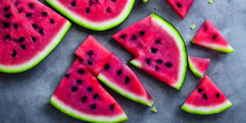 Prompt: purple watermelon slice, food photography