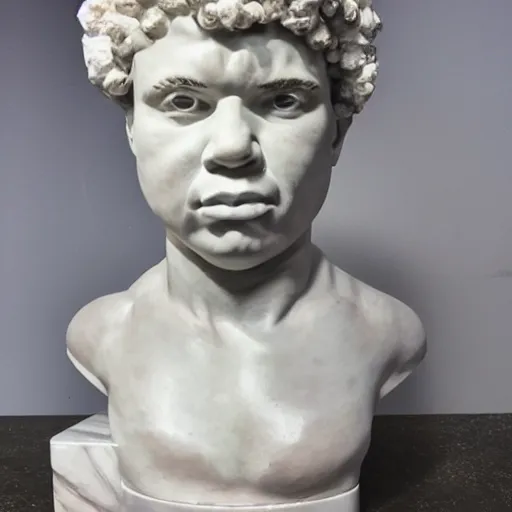 Prompt: ilovemakonnen as a marble bust statue