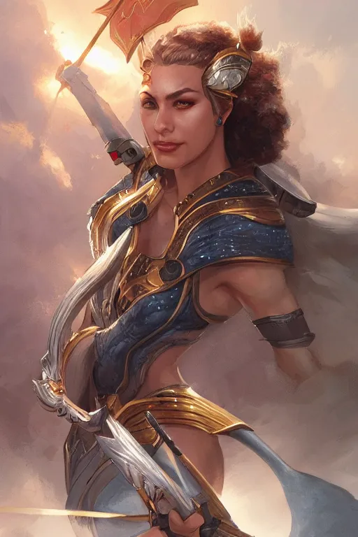 Image similar to amazon valkyrie athena, d & d, fantasy, portrait, highly detailed, headshot, digital painting, trending on artstation, concept art, sharp focus, illustration, art by artgerm and greg rutkowski and magali villeneuve