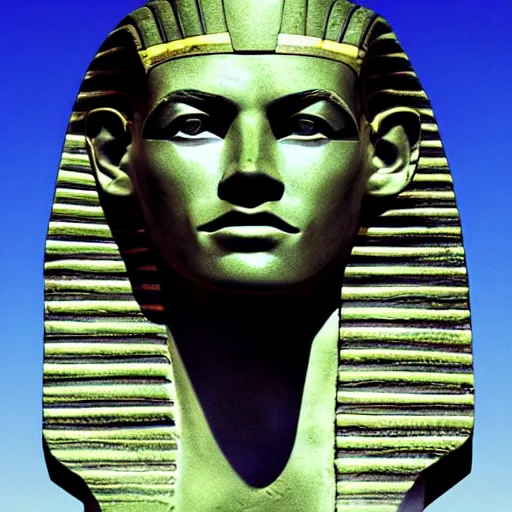 Prompt: concept art leonardo Dicaprio, digitial art, pharaoh, egypt, light, sun , full view , majestic, landscape, ancient egypt background, symmetrical face, closeup face