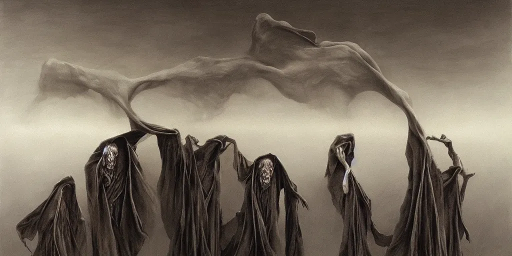 Image similar to harry potter dementors, zdzisław beksinski