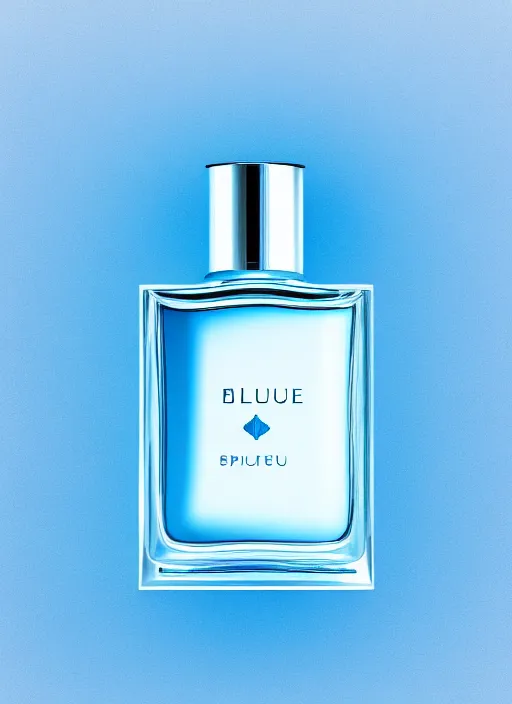 Image similar to blue perfume standing in white enchanted sparse blue flowersup close shot, sharp focus, zen, clean, modern minimalist, vogue octane highly render, 4 k, ultra hd,