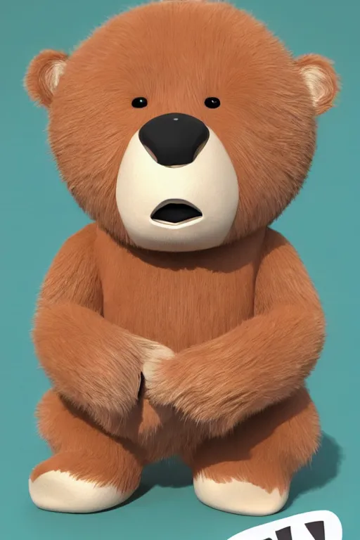 Prompt: a cute ggi 3 d anthropomorphic bear with soft fur and a face like yogi in the style of pixar