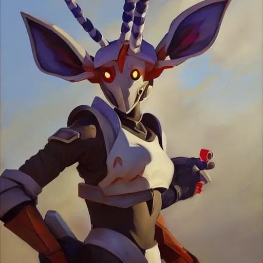 Image similar to greg manchess portrait painting of partially armored sylveon as overwatch character, medium shot, asymmetrical, profile picture, organic painting, sunny day, matte painting, bold shapes, hard edges, street art, trending on artstation, by huang guangjian, gil elvgren, ruan jia, greg rutkowski, gaston bussiere