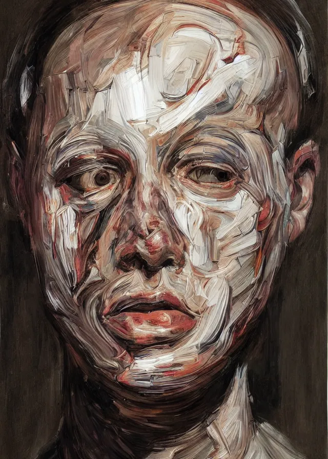 Prompt: cybernetically enhanced face, portrait by jenny saville