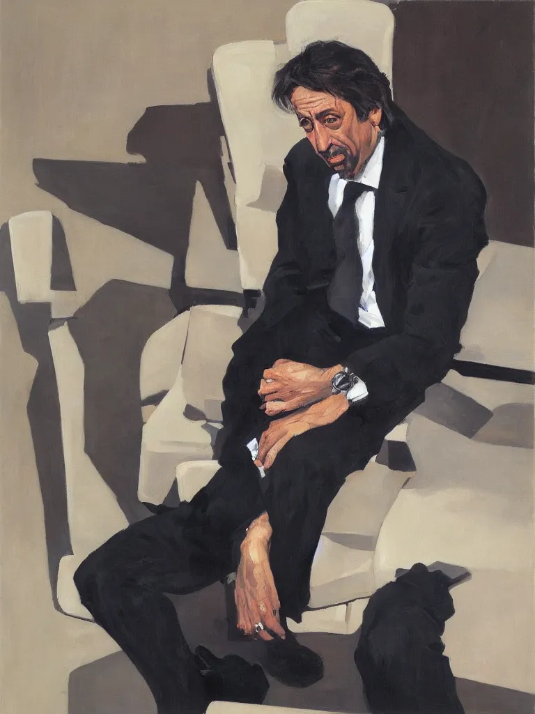 Image similar to portrait of Al Pacino by Ben aronson, oil on canvas