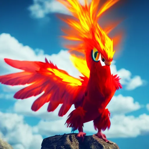 Image similar to photography of a realistic moltres bird, ultra detailed, 8 k, cinematic lighting, natural background, trending on artstation, pokemon