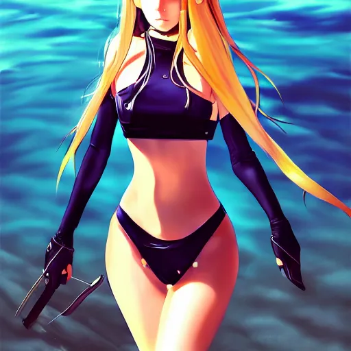 Prompt: Portrait of anime girl in bikini armor artstation by ilya kuvshinov