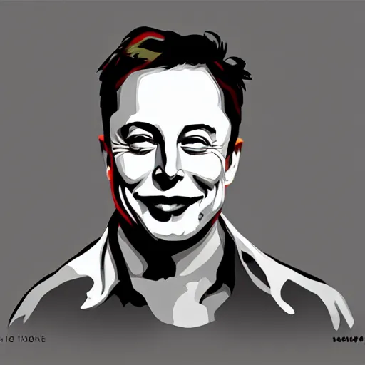 Image similar to happy elon musk, 2 d matte colors, poster style