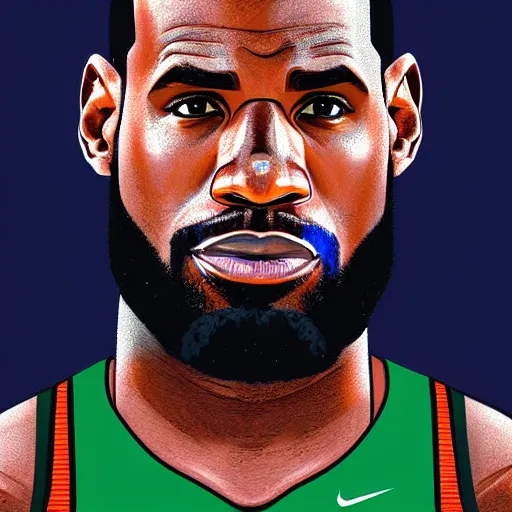 Prompt: a hyperdetailed digital portrait painting of Lebron James