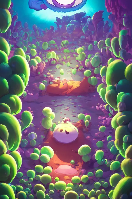 Image similar to smurf ghost creature animal sushi cristal very big eye roots cactus elemental flush of force nature micro world fluo fishscale, behance hd by jesper ejsing, by rhads, makoto shinkai and lois van baarle, ilya kuvshinov, rossdraws radiating a glowing aura global illumination ray tracing hdr