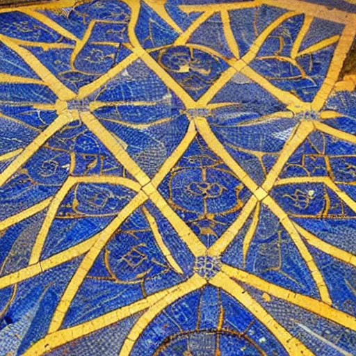 Image similar to detailed, intricate, roman mosaic of penrose tiles on the floor of notre dame cathedral