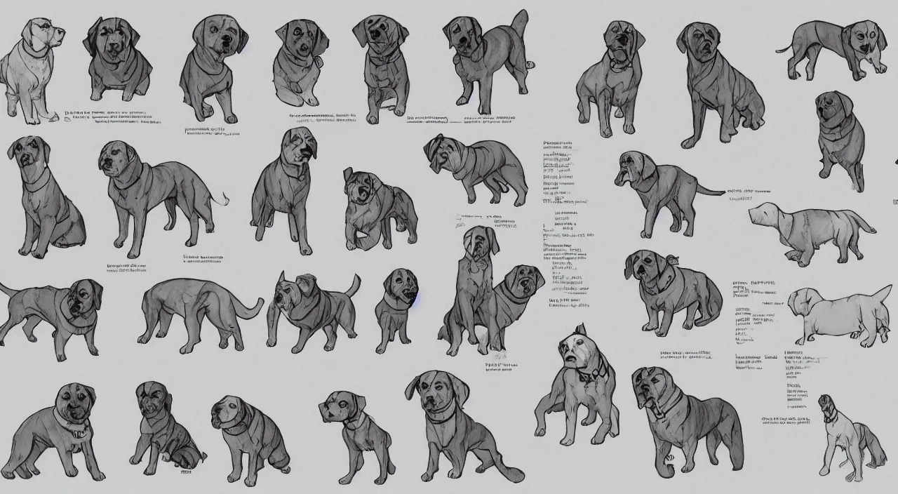 Prompt: a reference sheet for a dog