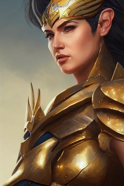 Image similar to amazon valkyrie athena, d & d, fantasy, portrait, highly detailed, headshot, digital painting, trending on artstation, concept art, sharp focus, illustration, art by artgerm and greg rutkowski and magali villeneuve