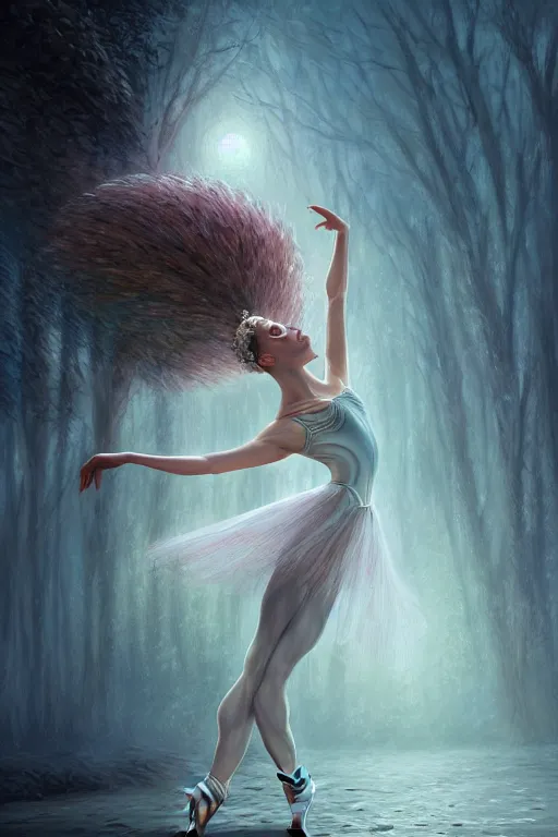 Image similar to prima ballerina, gorgeous, ethereal, intricate, elegant, volumetric lighting, nature scenery, digital painting, highly detailed, artstation, sharp focus, illustration, concept art, clive barker