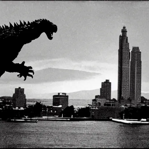 Image similar to godzilla attacking albany new york