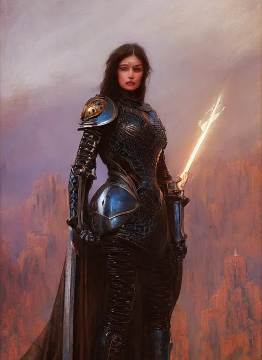 Prompt: beautiful blueeyed woman wearing simple black medieval armour, detailed by gaston bussiere, bayard wu, greg rutkowski, giger, maxim verehin, greg rutkowski, masterpiece, sharp focus, cinematic lightning