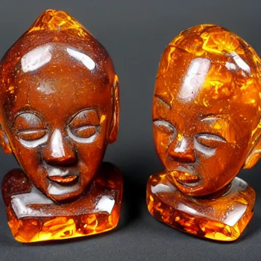 Prompt: detailed human figurine carved in amber