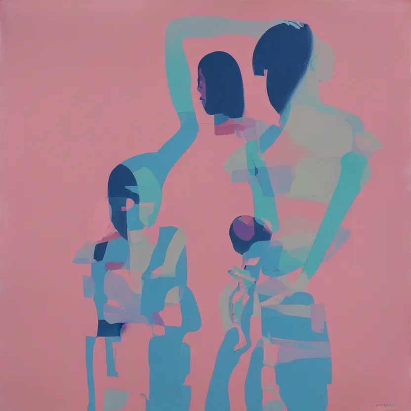 Prompt: figurative painting with modern american music pop culture influences by yoshitomo nara in an aesthetically pleasing natural and pastel color tones