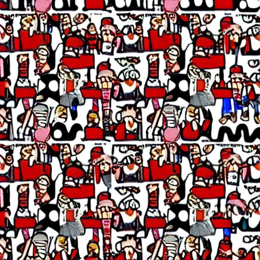 Prompt: I spy where's waldo in the style of where's waldo