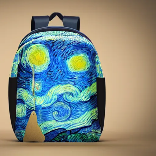 Image similar to 3 d render of sumikko gurachi backpack designed by vincent van gogh, beautiful, stylish