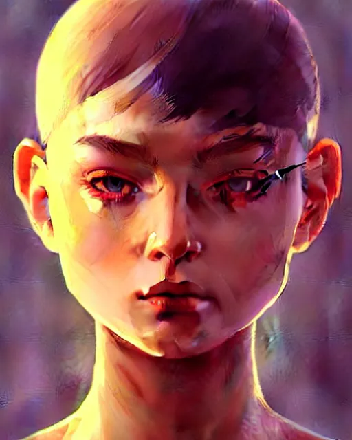 Prompt: portrait of warrior pixie, digital painting, artstation, concept art, smooth, sharp focus, illustration, art by disney, symmetry face, fine details. surreal, by ilya kuvshinov, katsuhiro otomo, alex ross