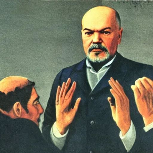 Prompt: lenin announces the iphone on stage