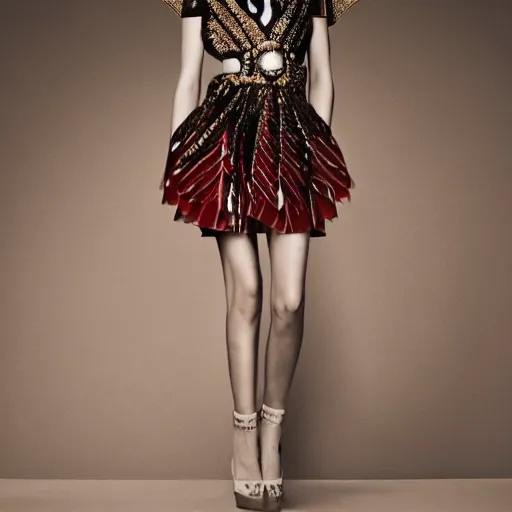 Prompt: upshot of a fashion model, luxury dress, official valentino editorial, highly detailed