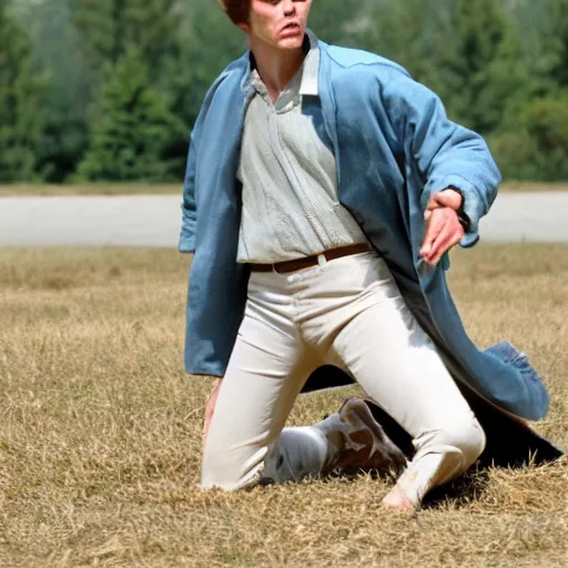 Image similar to Live Action Still of Jerma in Napoleon Dynamite, real life, hyperrealistic, ultra realistic, realistic, highly detailed, epic, HD quality, 8k resolution, body and headshot, film still