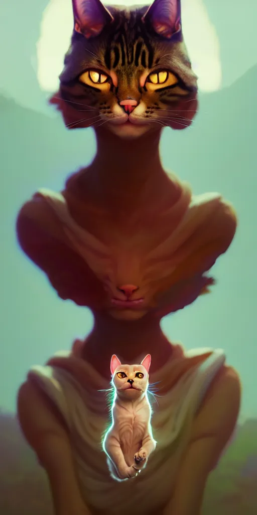 Prompt: portrait of humanoid cat, beautiful body, highly detailed vfx portrait, unreal engine, greg rutkowski, loish, rhads, beeple, makoto shinkai and lois van baarle, ilya kuvshinov, rossdraws, tom bagshaw, alphonse mucha, global illumination, detailed and intricate environment