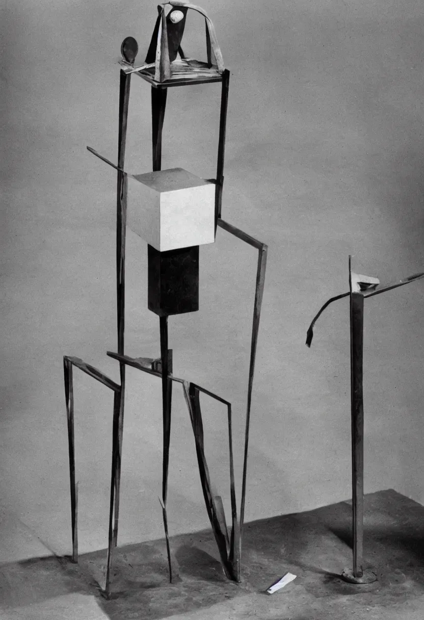 Prompt: simple readymade machine object on a pedestal, Marcel Duchamp